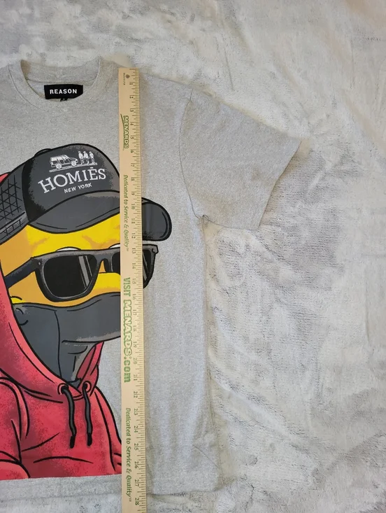 Reason Mens Large Gray Bart Simpson Homies Short Sleeve Graphic Print Tshirt - Picture 5 of 12